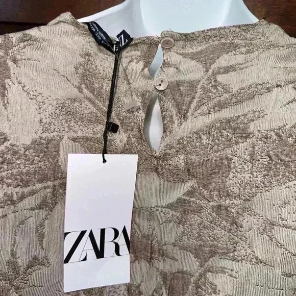 NWT! Zara Beige Floral Dress Size Small - Picture 11 of 16